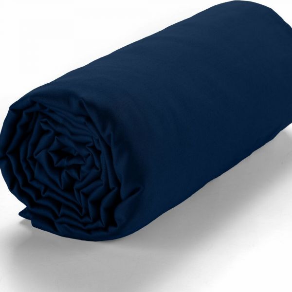 Drap housse 180x200 +40 cm Satin de Coton Cobalt