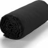 Drap housse 180x200 +40 cm Satin de Coton Noir