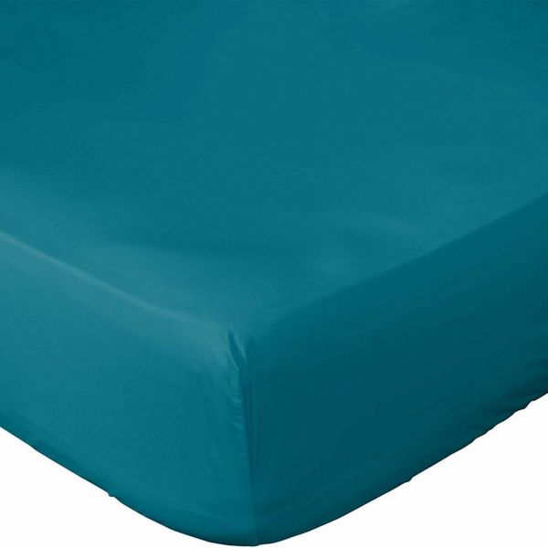 Drap housse 140x190 +25 cm Coton Bleu Canard