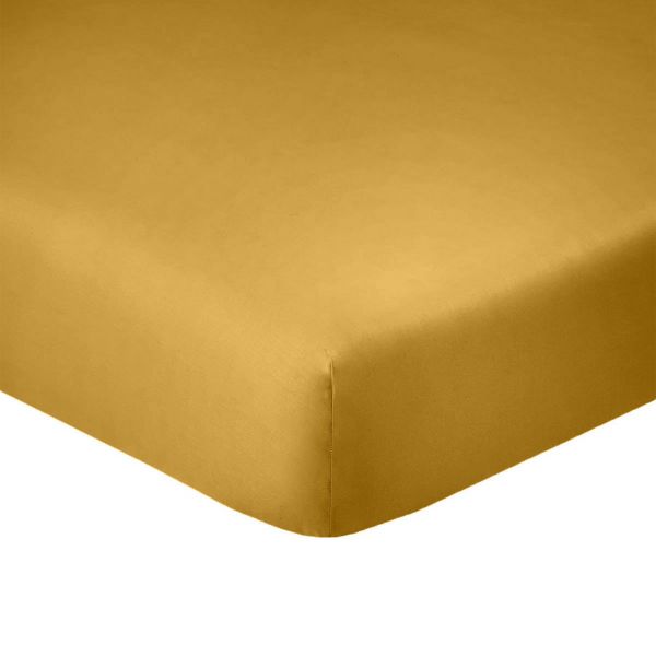 Drap housse 140x190 +25 cm Coton Jaune Safran