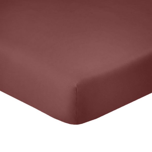 Drap housse 180x200 +25 cm Coton Rouge Tomette