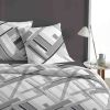 Housse de couette 220x240 cm + 2 taies d'oreiller 63x63 cm 100% Coton 57 fils Ms Gris