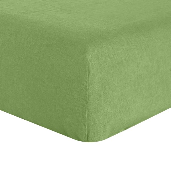 Drap housse 140x190 +30 cm en lin Français - lin lavé Kiwi