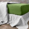 Drap housse 140x190 +30 cm en lin Français - lin lavé Kiwi