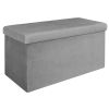 Coffre de rangement banc pliable velours côtelé gris