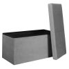 Coffre de rangement banc pliable velours côtelé gris