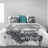 Housse de couette 240x260 cm + 2 taies d'oreiller 100% Coton Bio 47 fils Avec Amour