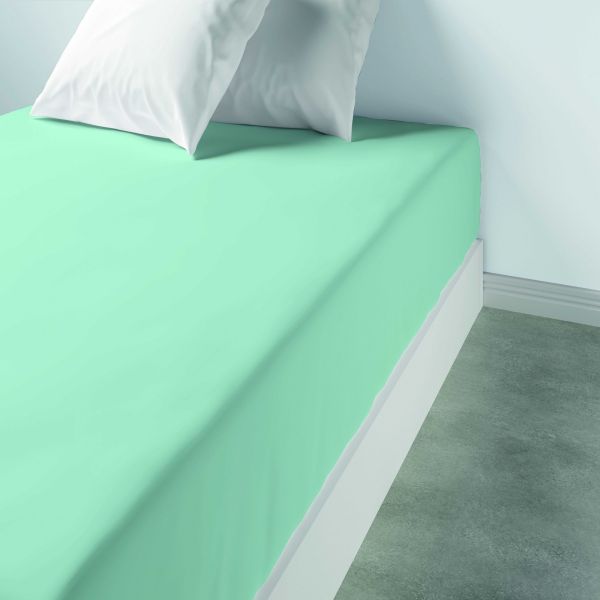 2 Draps housse 80x200 +35 cm 100% Coton 57 fils Aqua