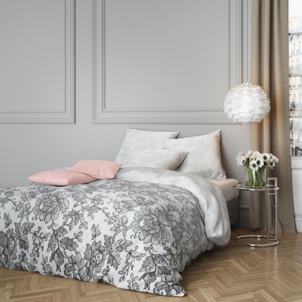 Housse de couette 220x240 cm + 2 taies d'oreiller 63x63 cm Satin de Coton Jille