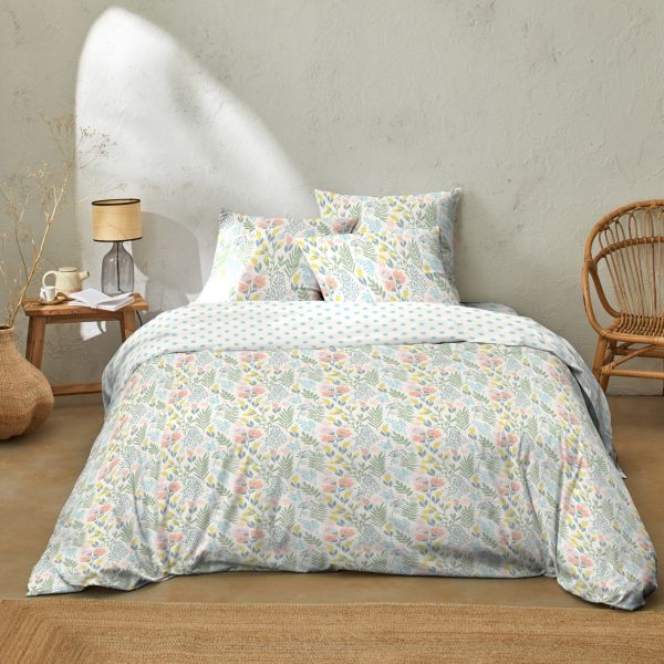 Housse de couette 220x240 cm + 2 taies d'oreiller 63x63 cm Coton 51 fils Lila Multico