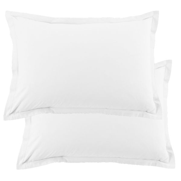 Lot de 2 taies d'oreiller 50x70 cm Coton 57 fils Blanc