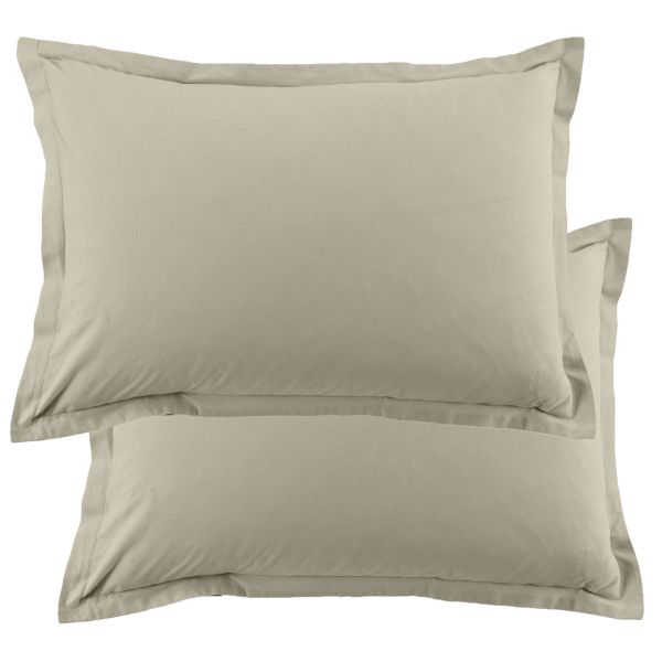 Lot de 2 taies d'oreiller 50x70 cm Coton 57 fils Latte