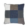 Coussin patchwork bleuté déhoussable 40x40 cm