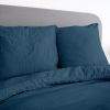 Housse de couette 240x260 cm + taies d'oreiller, microfibre lavé, Bleu Nuit