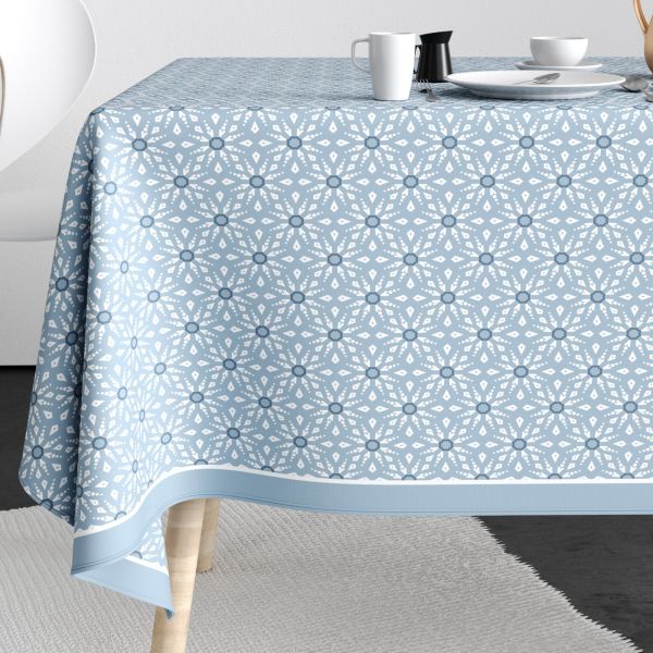 Nappe rectangulaire anti tache 140x250 cm Coton Flocon Glace