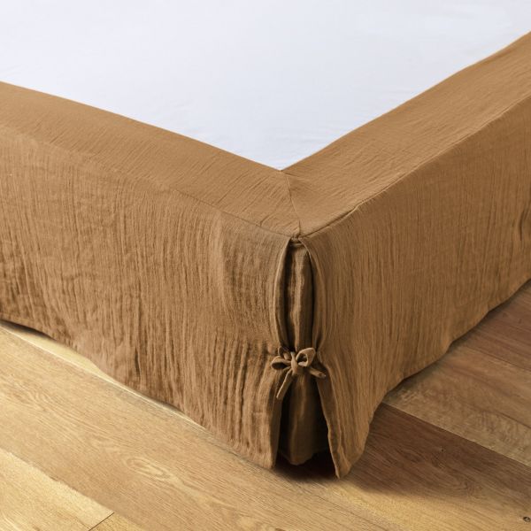 Cache sommier 140x190 cm Gaze de coton Camel