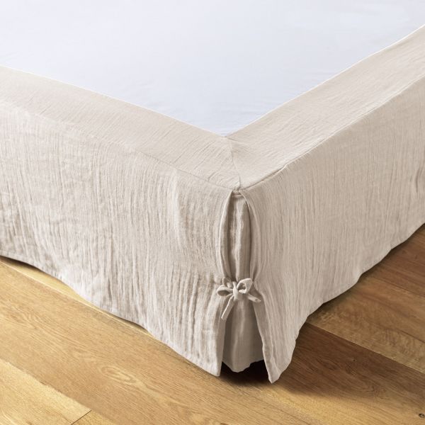 Cache sommier 140x190 cm Gaze de coton Naturel