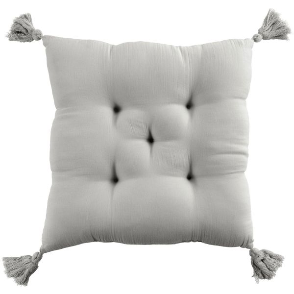 Coussin de chaise 40x40 cm Gaze de coton avec pompons Nuage