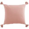 Coussin carré 40x40 cm Gaze de coton avec pompons Rose