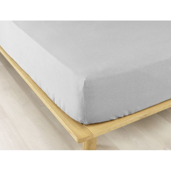 Drap housse 140x190 +30 cm Flanelle de Coton Brume