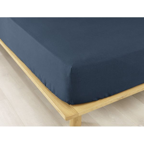 Drap housse 90x190 +30 cm Flanelle de Coton Nuit