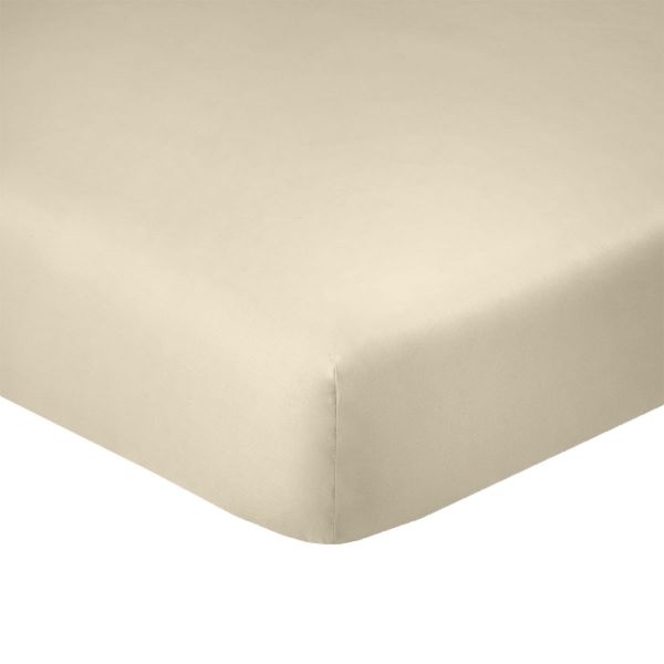 Drap housse 140x190 + 28 cm 100% Coton 57 fils Beige