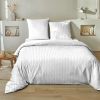 Housse de couette 240x260 cm + 2 taies 100% Satin de Coton Raye Blanc