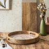 Plateau rond en manguier Mira Orange 35 cm