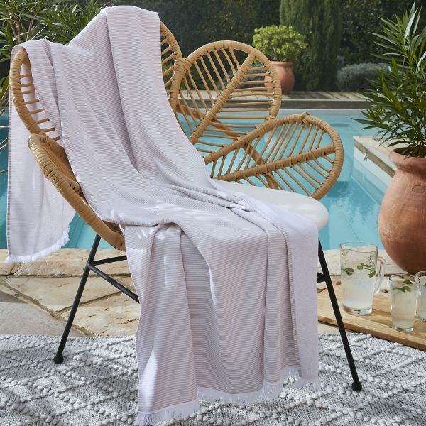 Fouta avec franges 95x180 cm Polycoton Sable