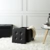 Pouf pliable coffre de rangement capitonné noir