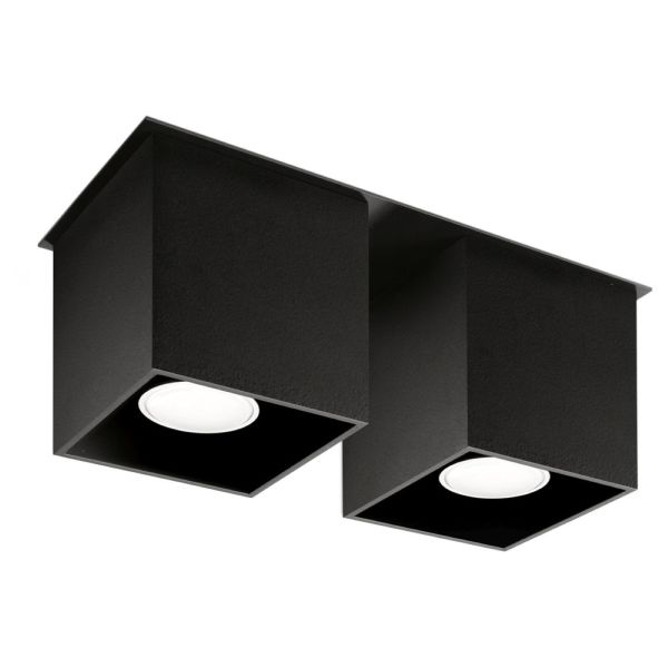 Plafonnier Aluminium Noir GU10 2 Quad 2
