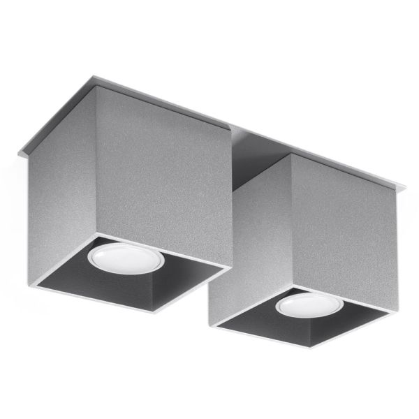 Plafonnier Aluminium Gris GU10 2 Quad 2