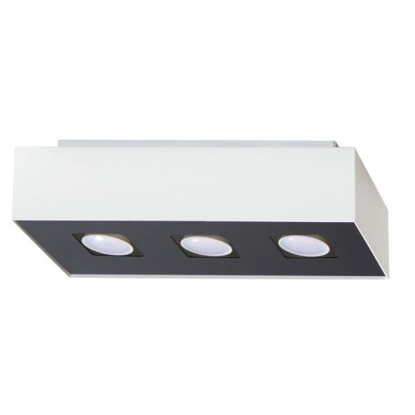 Plafonnier Acier Blanc/Noir GU10 3 Mono