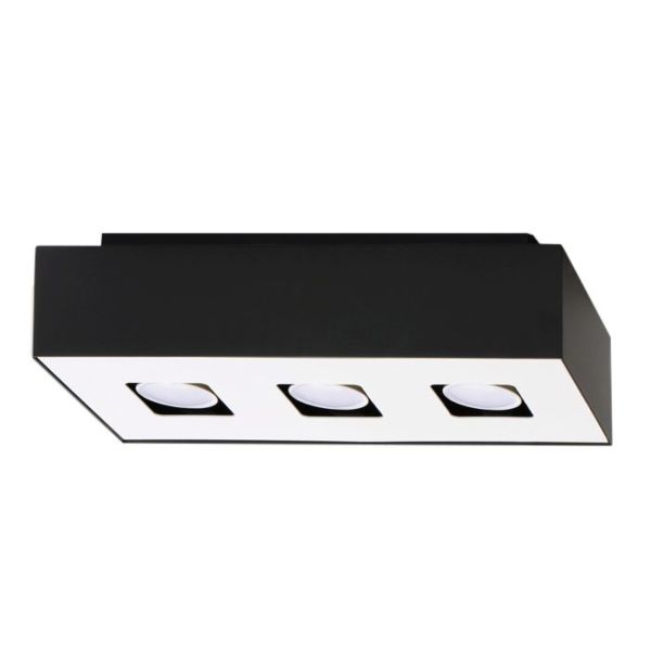Plafonnier Acier Noir/Blanc GU10 3 Mono