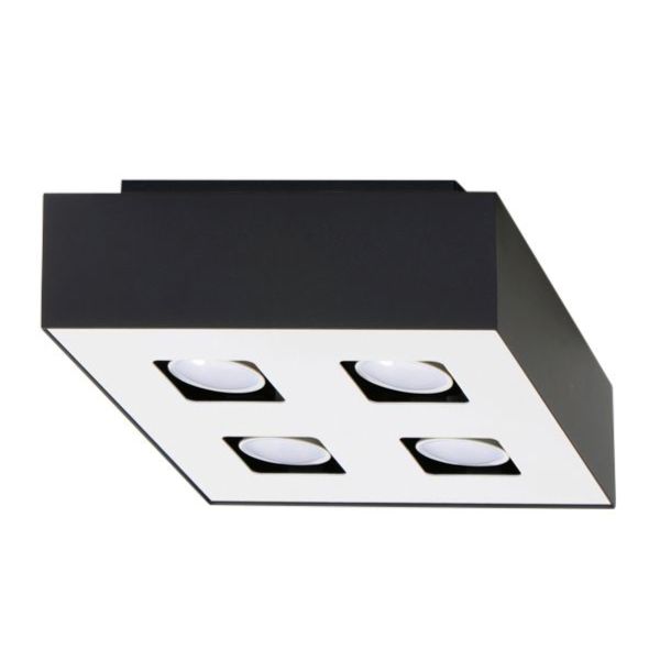 Plafonnier Acier Noir/Blanc GU10 4 Mono