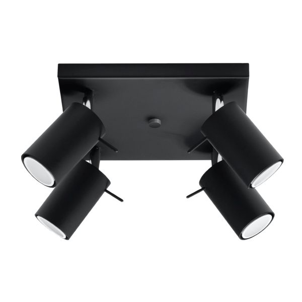 Plafonnier Acier Noir GU10 4 Ring Line