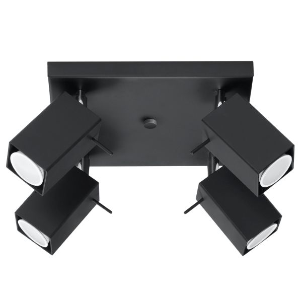 Plafonnier Acier Noir GU10 4 Merida