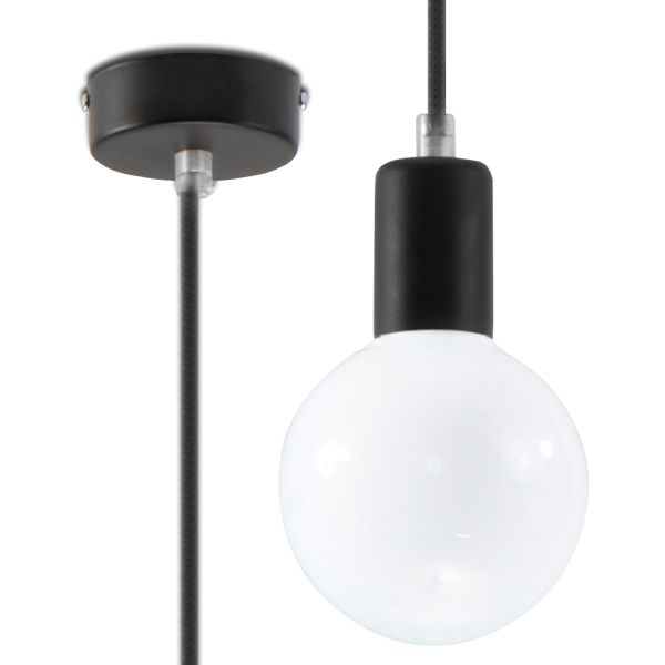Suspension Tissu Noir E27 1 Edison