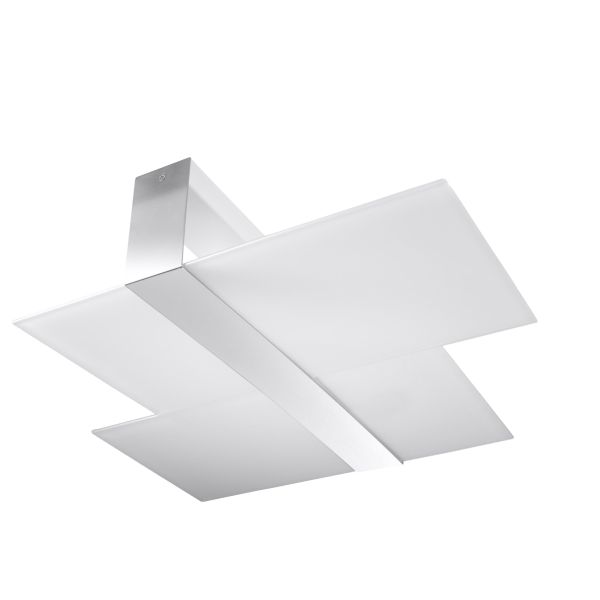 Plafonnier Acier Chrome/Blanc E27 2 Massimo