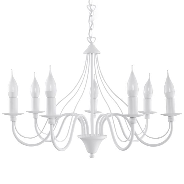 Lustre Acier Blanc E14 7 Minerwa