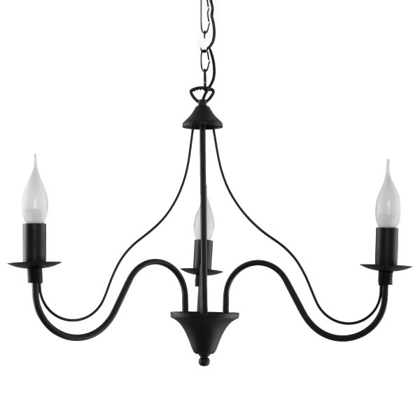 Lustre Acier Noir E14 3 Minerwa
