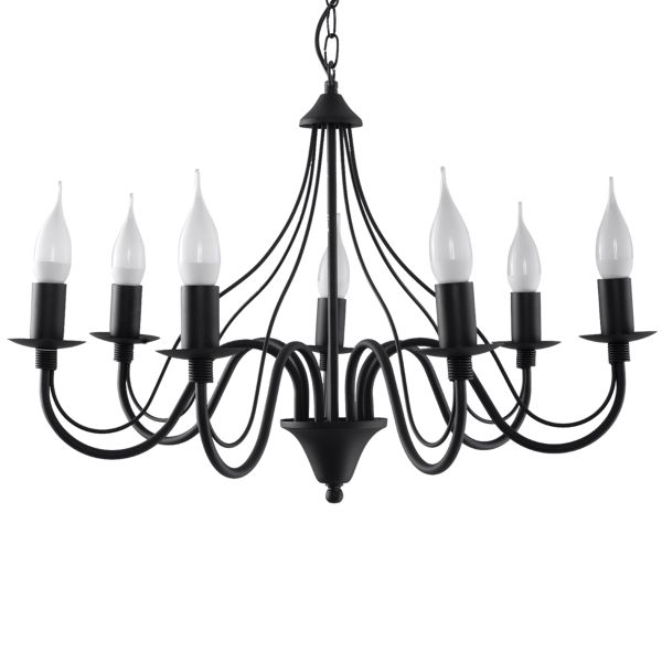 Lustre Acier Noir E14 7 Minerwa