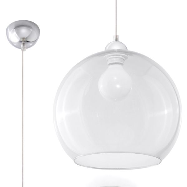Suspension Acier Transparent E27 1 Ball