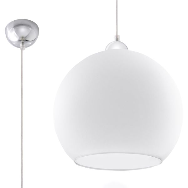 Suspension Acier Blanc E27 1 Ball