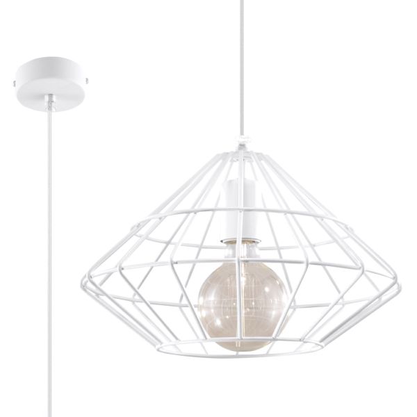 Suspension Acier Blanc E27 1 Umberto