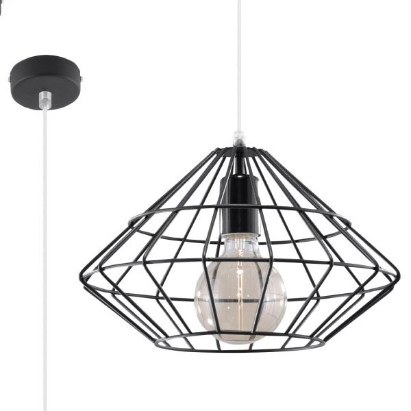 Suspension Acier Noir E27 1 Umberto
