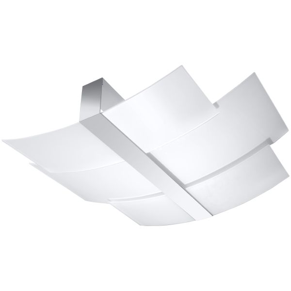 Plafonnier Acier Chrome/Blanc E27 3 Celia