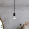 Lustre Tissu Noir E27 7 Edison