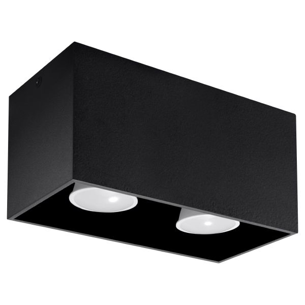 Plafonnier Aluminium Noir GU10 2 Quad