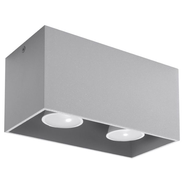 Plafonnier Aluminium Gris GU10 2 Quad
